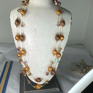 Vendome two strand AB chain goldstone glamour necklace.